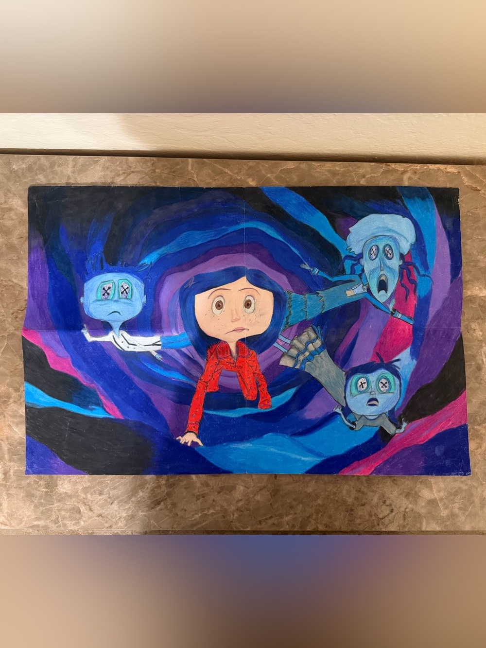 “Coraline” Hand Crafted / Hand Drawn Picture by SJ ; Portal with Ghost Children